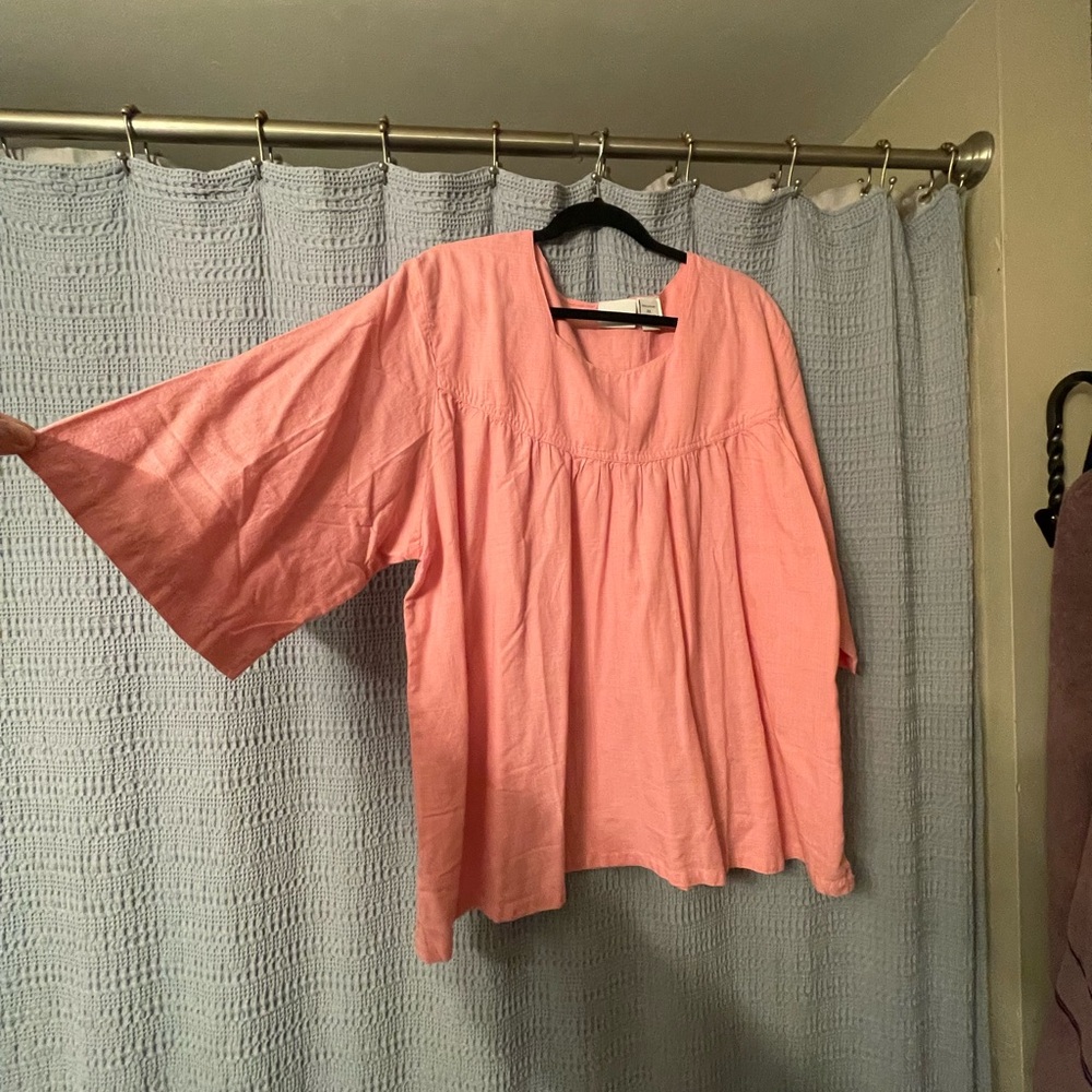 NWOT The Vermont Country Store Pink 100% cotton blouse with embroidery detail - Picture 2 of 6